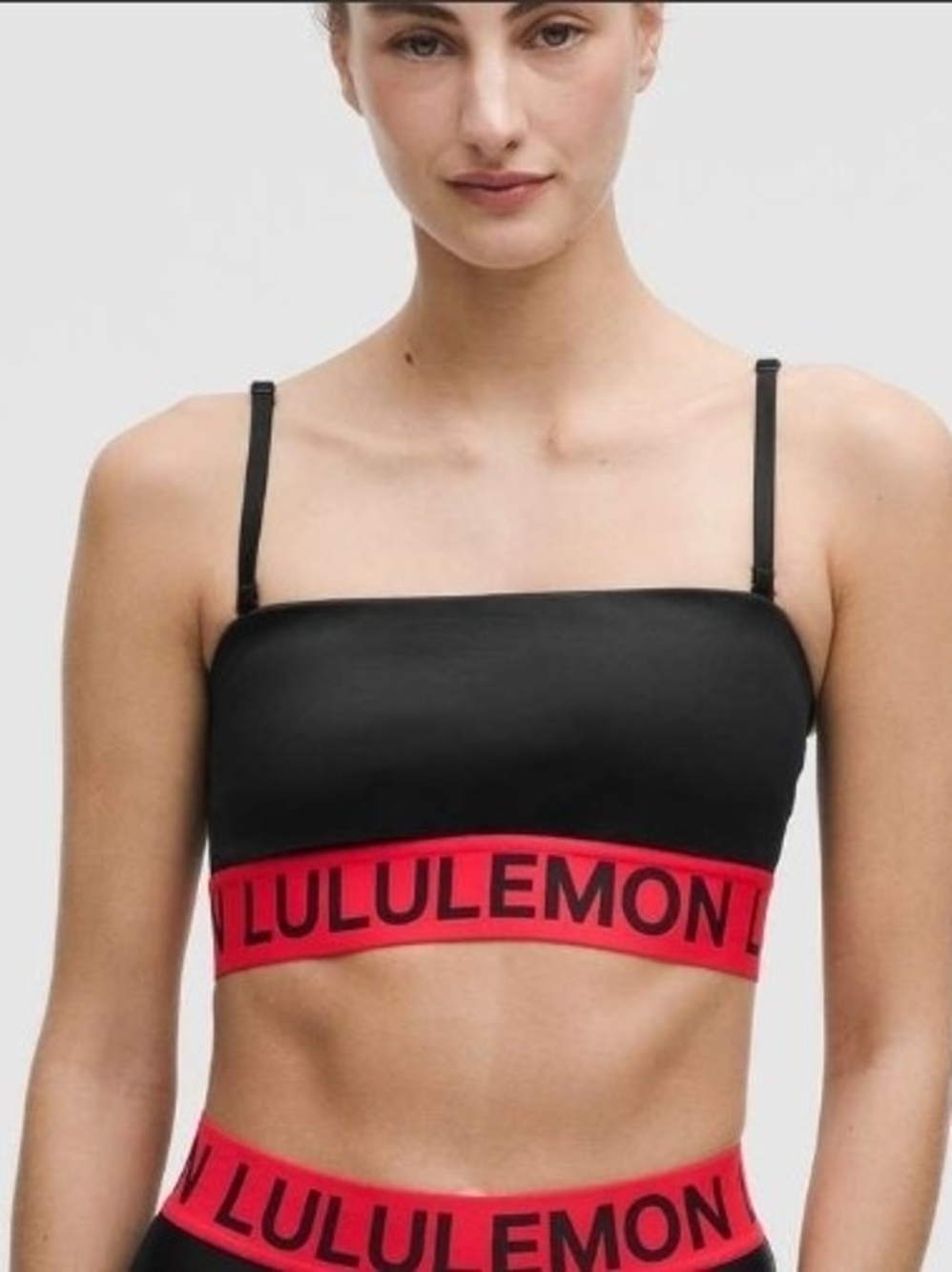 lululemon Satin Shine Red Logo Train Bra SIZE M NWR